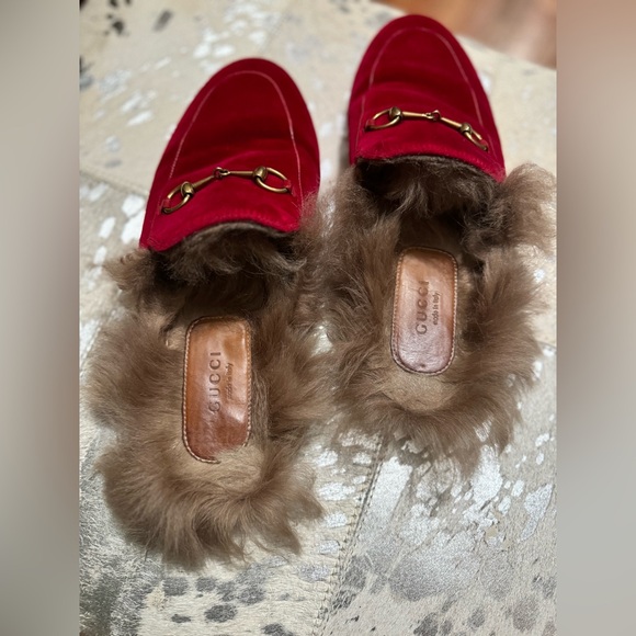 Gucci Princetown velvet horse bit fur mule slides 38 - Picture 1 of 4